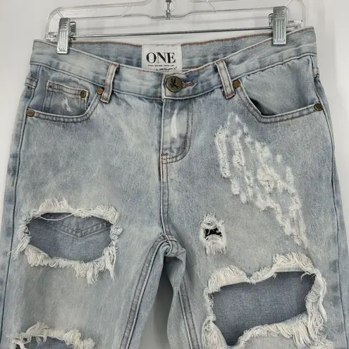 One Teaspoon ONE By  Awesome Baggies Jeans Light Wash Ripped Mid Rise Size 26