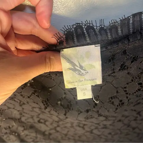 Anthropologie Weston Wear Black Sheer Lace Top 3/4 Sleeve Small Whimsigoth