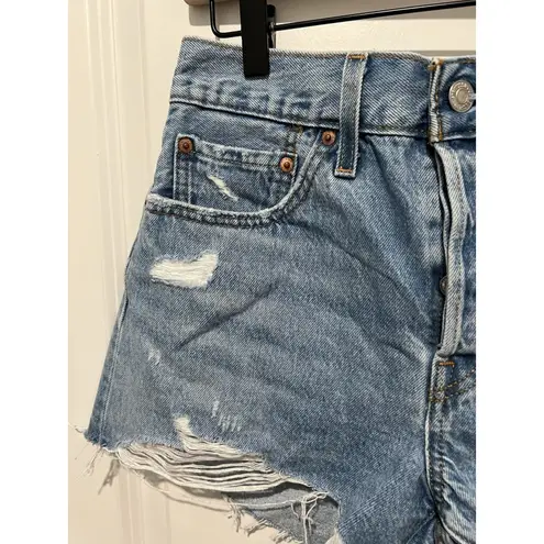Levi's  501 Original Fit High Rise Denim Shorts Size W27 Distressed Cotton
