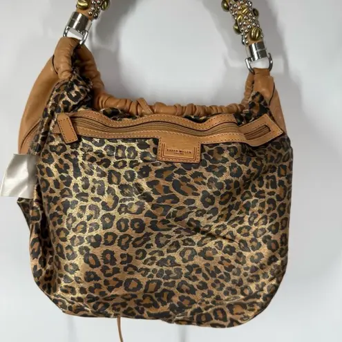 Karen Millen TAN LEATHER STUDDED STRAP SHOULDER BAG