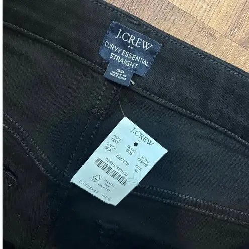 NWT J.Crew Curvy Essential Straight Black Jean In All Day Stretch Black Size 30