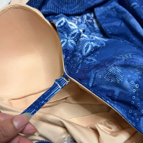 Garnet Hill 3/$30 Signature Blue Printed Asymmetrical One Piece Swimsuit 18