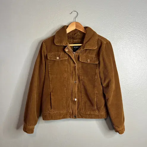Me Jane Corduroy Jacket Size M Brown Sherpa Lined Snap Button Up Coat
