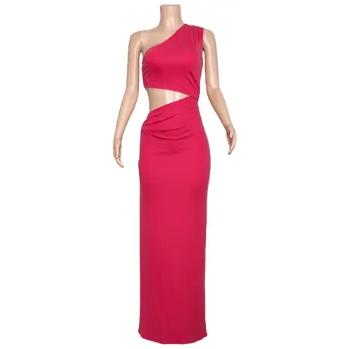 Michael Costello x REVOLVE Decker One Shoulder Cut-Out Jersey Gown, Red, Small