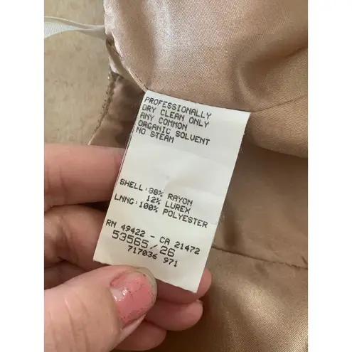 Jessica McClintock 90s gold lace bodycon dress scoop neck size small 4