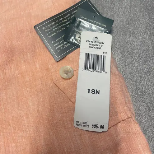 Lauren Ralph Lauren 18W Tangerine 100% Linen Cargo Pockets Beachy Coastal Comfy Orange