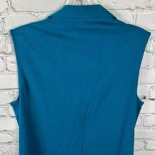 Soft Surroundings Women’s Sleeveless Mismatched Eclectic Button Teal Shirt M