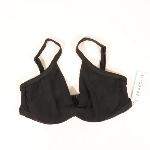 Seafolly NWT Inka Rib D Cup Bralette in Black