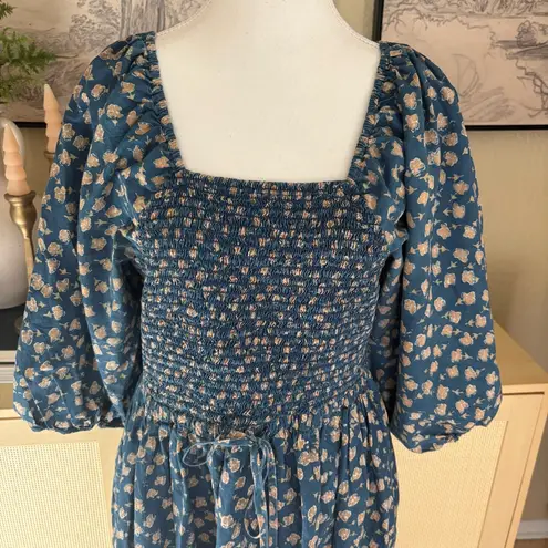Christy Dawn The Katrina Dress In Indigo Petunia Dot Midi Smocked Size 1X