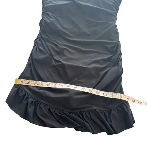 J.Crew Black Ruffle-Trim Ruched Bandeau One-Piece Dress Swimsuit Size 12