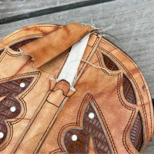 Capezio Miss Butterfly Boots stacked heel marbled brindle tan brown leather