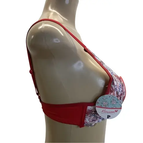 Massam Size Small Red & White Floral Lace Padded Underwire Bra. New with Tags. - Image 3