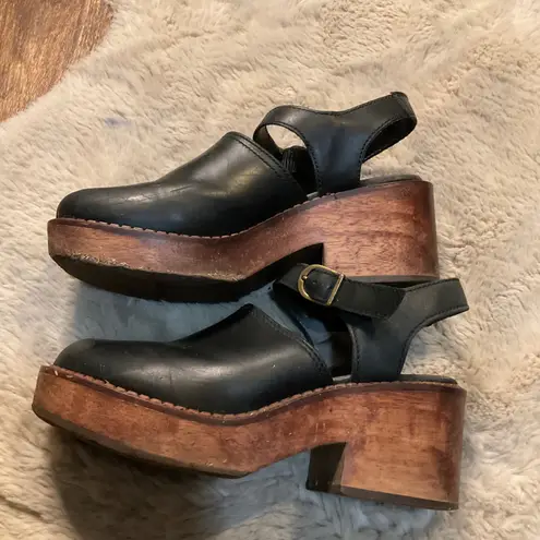 Steve Madden  Platform Clogs Size 9 Womens Black Chunky Wood Heel 90's - Image 2