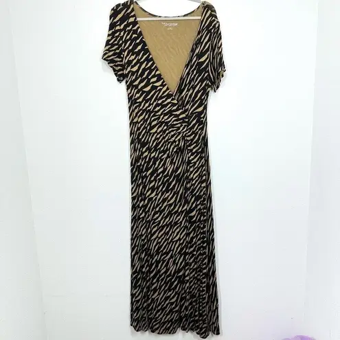Soft Surroundings Large Maxi DressTigris Black Tan Animal Print Stretch Jersey