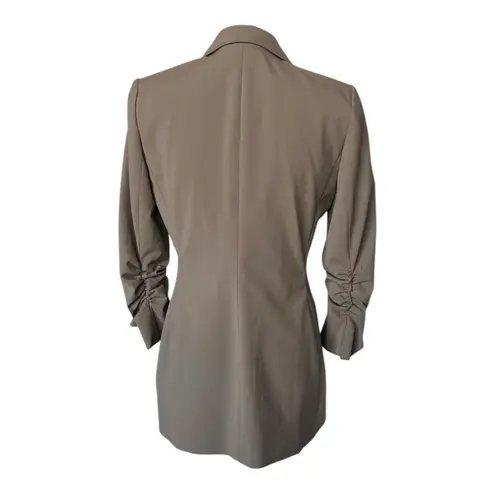 Peace Of Cloth Panticular Ruched Sleeve Beige Women’s Blazer Size 2 Gray