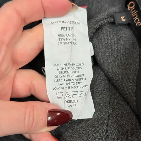 Quince Ultra Stretch Ponte Super Wide Leg Pants Petite Medium NWOT Charcoal Grey