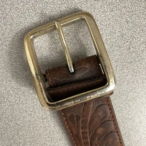 Silipada Designs Floral Leather Belt Medium Womens Brown Buckle Embossed Canada