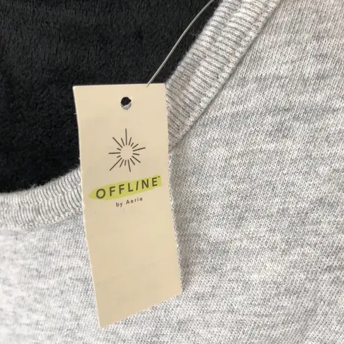 Aerie  Womens Shirt S Gray Offline Turn That‎ Up Cotton Jersey Short Sleeve NWT