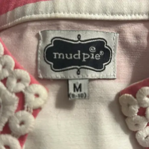 Mud Pie White and Pink Striped Sleeveless Cotton Top sz M
