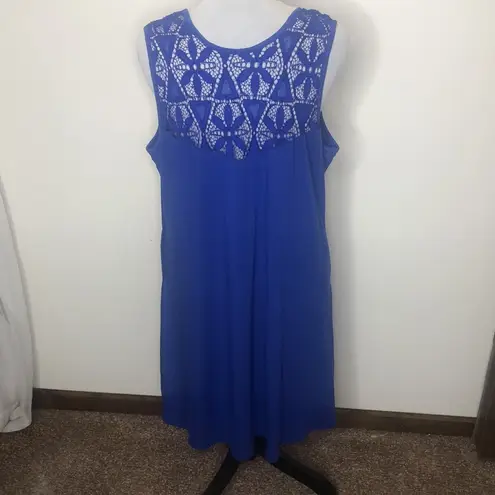 Simply Noelle NWT blue lace shift pocketed midi dress size large
