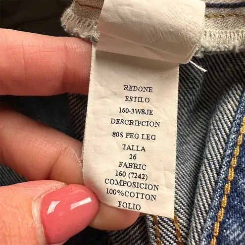 RE/DONE NWT Women's 80’s Peg Leg Jeans Denim WW84 Tapered Size 26 Acid Blue Wash