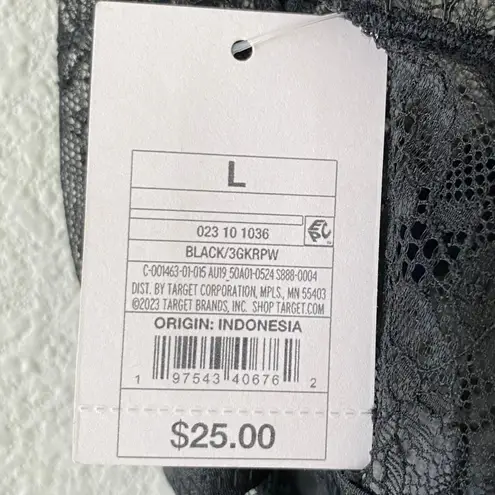 NEW AUDEN Black Lingerie Sheer Lace Contrast Thong Bodysuit Large Adjustable