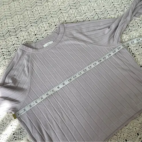 Aerie  Offline Ribbed Knit Long Sleeve Pullover Top Lavender (Medium) crop preppy