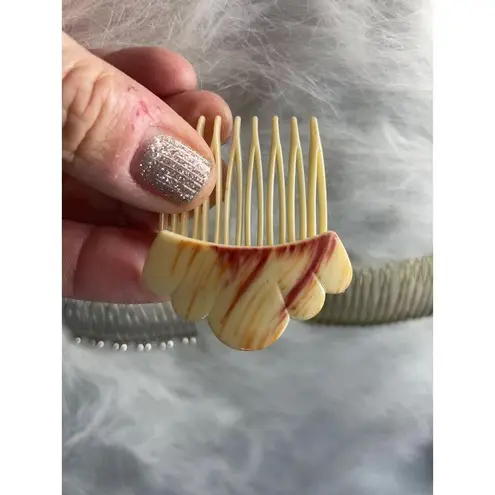 Vintage Hair Combs Set Of 3 With Faux Pearl & Tortoiseshell Design For Women Gold