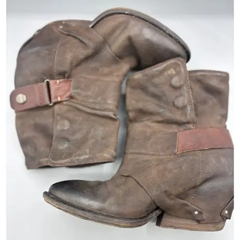 Sheridan Mia Distressed Brown Leather Ankle Boots Womens Size 39