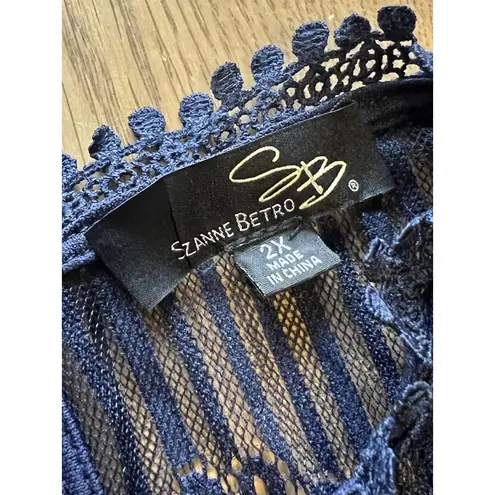 Suzanne Betro Navy Blue Lace Bodice Pleated Dress Women's Size XL - NWT $100