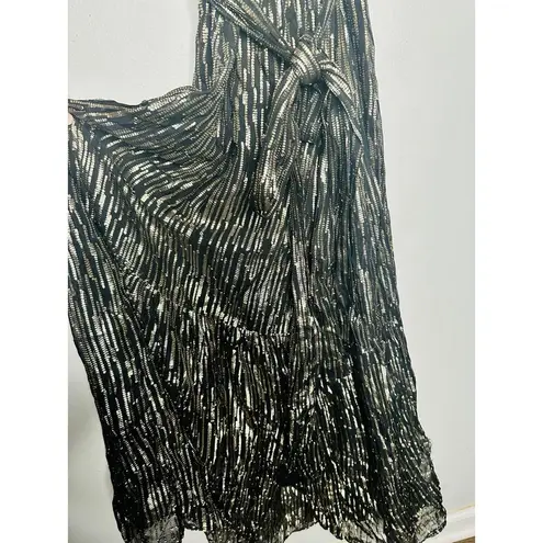 Ba&sh  Black Gold Metallic V-Neckline Nixon Short Sleeve Maxi Dress Size US 6 thumbnail 13