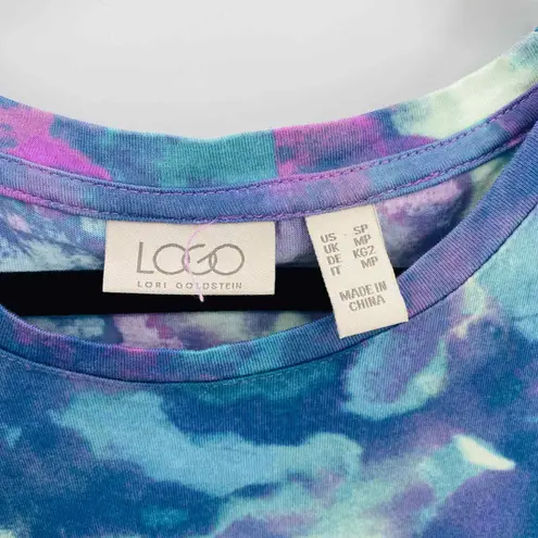 LOGO By Lori Goldstein LOGO Lori Goldstein Dress Womens Small Blue Purple Tie Dye Cotton Modal Pockets