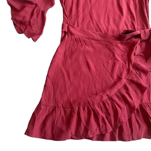 Lucy Paris Burgundy Wrap Dress Ruffle Apron Fit n Flare Size Medium Women's NWT