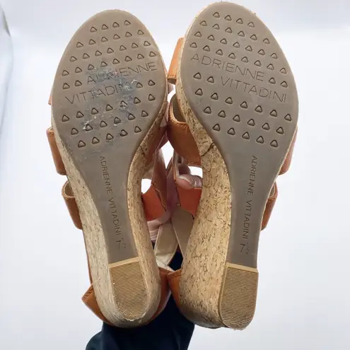 Adrienne Vittadini Cate Leather Cork Wedges 7.5