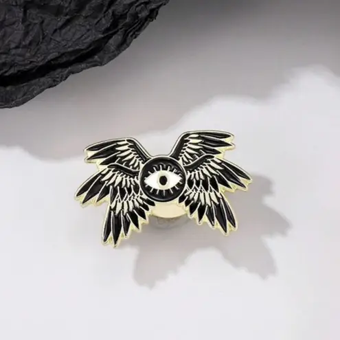 Evil Eye Feather Winged Lapel Pin Brooch