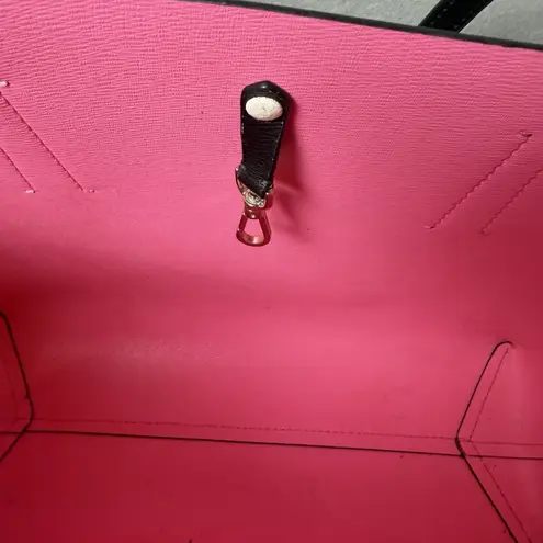 Kate Spade Molly Large Tote Bag Black White Stripes with Pink Interior