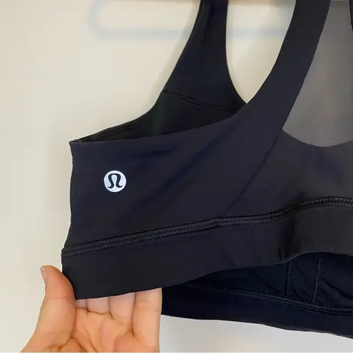 Lululemon  Invigorate Mesh Cutout Racerback Sports Bra Luxtreme in Black Sz 12