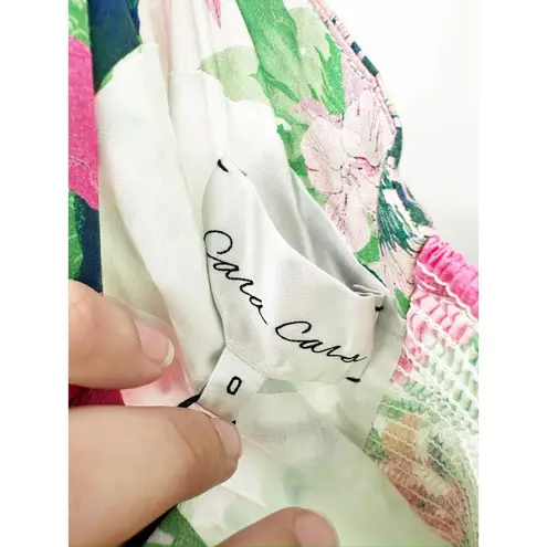 Cara Cara Wethersfield Belted Cotton Poplin Floral Print Tiered Maxi Dress 0 Green