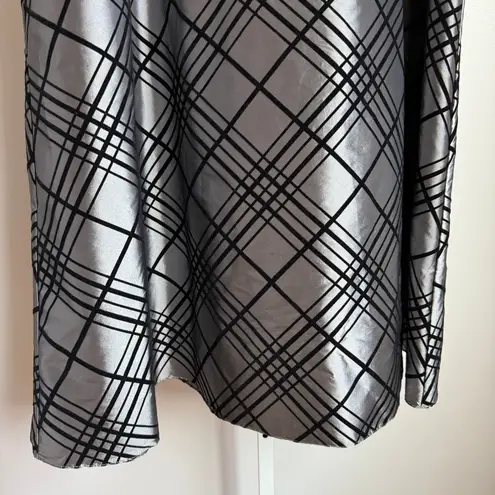Victor Costa Silver Maxi Skirt Size 10 Plaid Pattern Evening Party