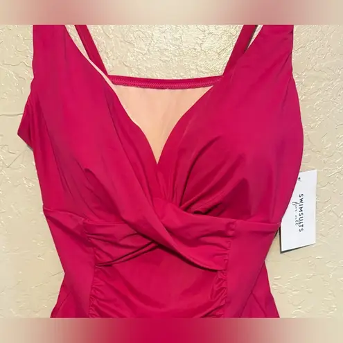 Women's Size 18 SWIMSUITS FOR ALL HOT PINK One Piece Swimsuit BUILT IN BRA NWT