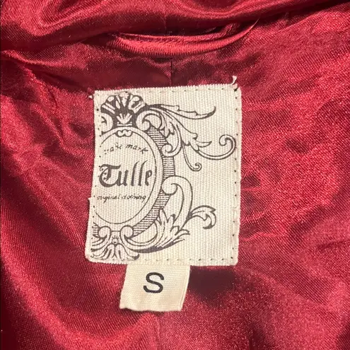 Julie Billiart Tulle wool blend buffalo plaid toggle hooded coat jacket S