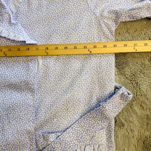 Cypress Vintage Poplin Egyptian Cotton Blue Floral House Robe Women's Sz M Comfy