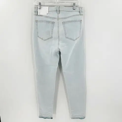 NWT Ann Taylor LOFT Light Wash Frayed Hem High Rise The Skinny Jeans Size 28 Blue