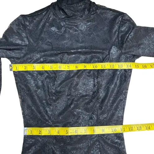 SKIMS Lace Turtleneck Mini Dress Black Sheere Floral Long Sleeve Size Small