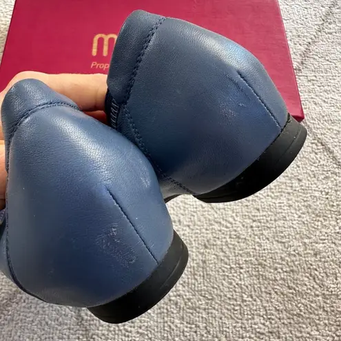 Munro Danielle Blue Leather Cap Toe Slip-On Ballet Flats Sz 8