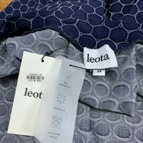 Leota Circle Print Skirt Womens Size 3X Navy Pockets Stretch Elastic Waist NWT