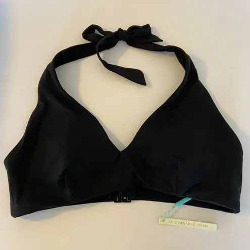 NWT Sea Level Australia Black Eco Essentials Multifit Halter Bikini Top Size 10