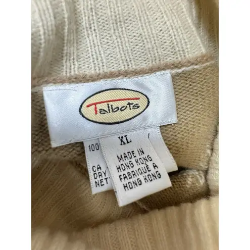Talbots  Lambswool Sweater Turtleneck Beige Cream Snowflake Medium XL