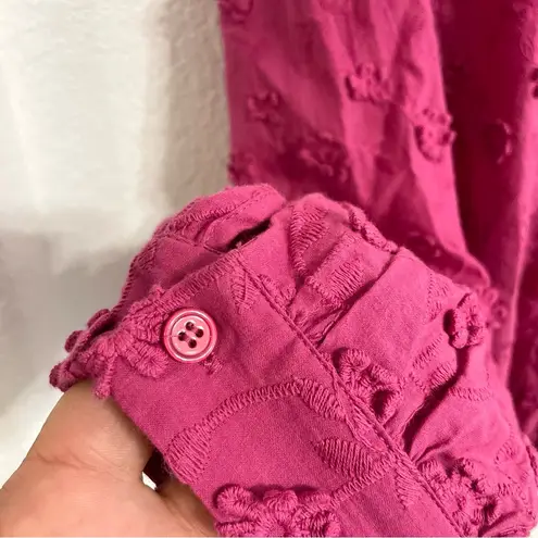 Soft Surroundings Womens Shirt Blouse Mauve Embroidered 3D Flower Size Medium