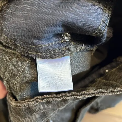 LF Carmar Skirt Olive Green Denim Distressed Mini Skirt Size 28 Edgy Rocker Goth Size M